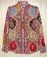 Nwt Etro Size 48 (us 12) Red Paisley Print Button Front Long Sleeve Top #19030