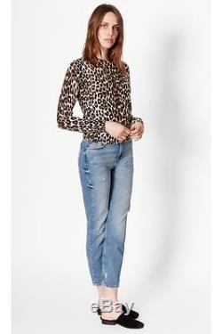NWT Equipment Shirley Leopard-Print Long-Sleeved Silk/Cashmere Sweater / Top -XS