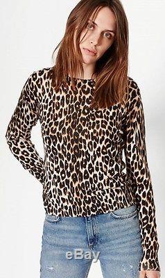NWT Equipment Shirley Leopard-Print Long-Sleeved Silk/Cashmere Sweater / Top -XS