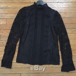 NWT Erdem x H&M Victorian Black Lace Silk Long Sleeve Blouse Top US 2 XS UK 4 34