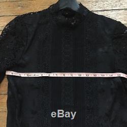 NWT Erdem x H&M Victorian Black Lace Silk Long Sleeve Blouse Top US 2 XS UK 4 34