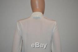NWT Gucci Ivory Silk Pussybow Ruffled Necktie Long Sleeve Blouse/Top d38