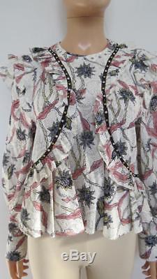 NWT Isabel Marant Ecru/Multi Floral Cotton Uster Long Sleeve Top Size 36 $640