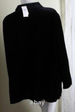 NWT J. Jill Sz 3X Black Amazing Velvet Floral Embroidered Shirt Jacket Top $219