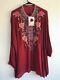 Nwt Johnny Was Gemstone Embroidered Cupra Rayon Long Sleeves Button Up Top Sz Lg