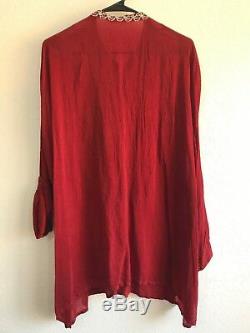 NWT Johnny Was Gemstone Embroidered Cupra Rayon Long Sleeves Button Up Top Sz Lg