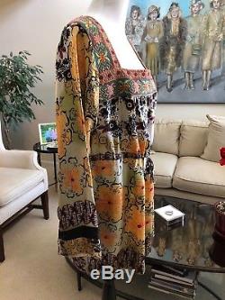 NWT Johnny Was Long Sleeve Square Neck Tunic Top Size L 100% Silk $275