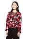 Nwt Kate Spade Falling Florals Crepe Long Sleeve Floral Top Black/pink -size 8