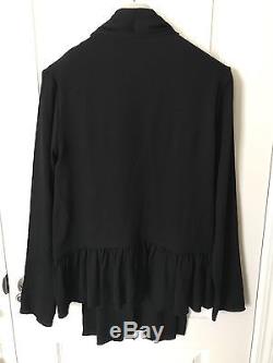 NWT Lanvin Black Ruffled Skirt Detail Long Sleeve Blouse Top Sz 40 M