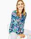 Nwt Lilly Pulitzer Elsa Silk Top, High Tide Navy Shes Got Sol, Xs To Xl