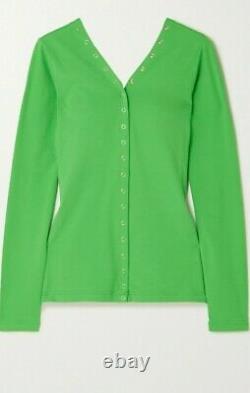 NWT Molly Goddard Lenore Bright Green Cotton Top Cardigan With Buttons S $365