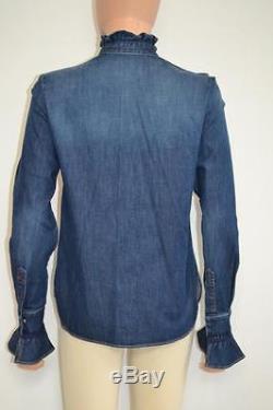 NWT Stella McCartney Blue Denim Ruffle Long Sleeve Blouse/Top Size 36 $765