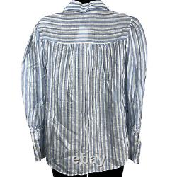 NWT Veronica Beard Light Blue & White Striped Long Sleeve Ally Blouse 2 XS