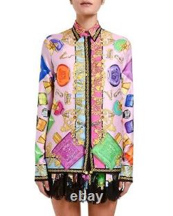 NWT Versace Blonde Button Silk Top Blouse 40 US 6 $1195