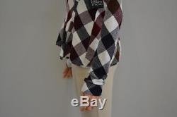 NWT Victoria Beckham Red/Navy/Green/White Bounce Gingham Long Sleeve Top UK6/US2