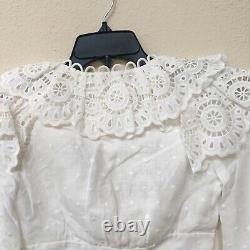 NWT Zimmermann Bellitude Ruffle Cropped White Linen Blouse Shirt Top Size 00 0P