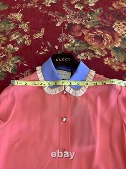 NWT size IT 40 US 4 Gucci pink silk blouse top