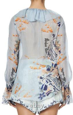 New £562 Camilla Franks Lace Up Ruffle Blouse Top XL Uk 14 16 Silk