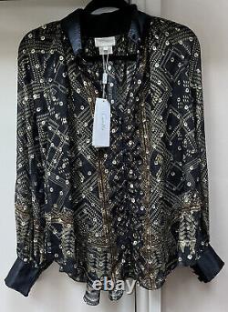 New £608 Camilla Franks Raglan Button Up Shirt top blouse M Uk 12 14 Cobra King