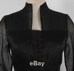New Anne Fontaine sz 2 black corset button up blouse shirt top long sleeves
