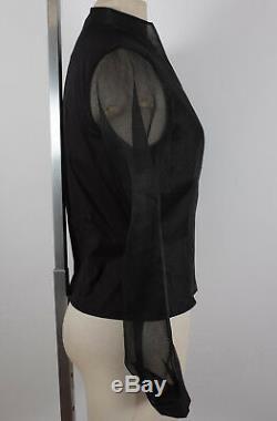 New Anne Fontaine sz 2 black corset button up blouse shirt top long sleeves