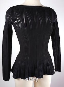 New Azzedine Alaia sz 36 / XS stretch top long sleeve black navy $2895 dress
