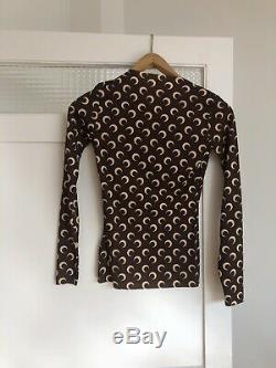 New Brown Marine Serre With All Over The Moon Logo Long Sleeve Top