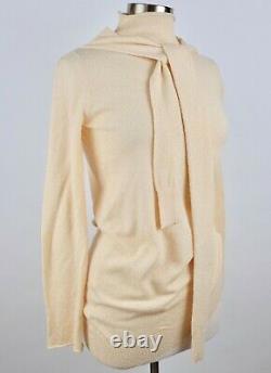 New CELINE Phoebe Philo Small sweater top tied neck scarf cream