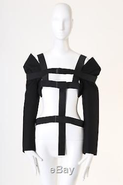 New COMME DES GARCONS black long sleeve elastic band cage harness top S