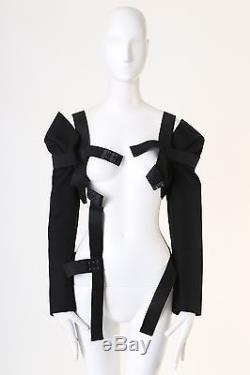 New COMME DES GARCONS black long sleeve elastic band cage harness top S