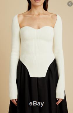 New Cream White Maddy Bustier Long Sleeve Knit Top khaite style revolve sz S