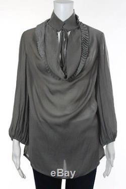 New Givenchy Gray Long Sleeve Pleated Cowl Neck Tunic Top Size 6