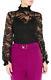 New Gorgeous Emilio Pucci Black Lace Top Blouse Long Frilled Sleeves Authentic