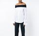 New Jacquemus Woman's Blouse Top White Blue 38 10 Off Shoulder Long Sleeve Top