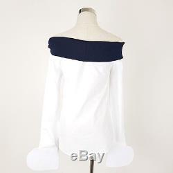 New Jacquemus Woman's Blouse Top White Blue 38 10 Off Shoulder Long Sleeve Top