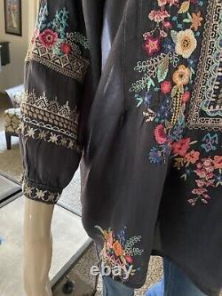 New Johnny Was Sarabeth Heavily Embroidered Blouse Tunic Boho Small Medium $289
