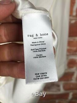New NWT $400 Rag & Bone L Ivory Silk Drape Wrap Long Sleeve Victor Blouse Top