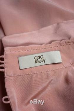 New ORLA KIELY Blush Pink Silk Long Sleeve Tie-Neck Pussybow Blouse Top UK10