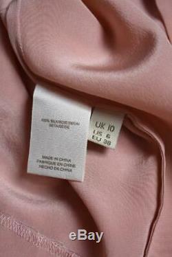 New ORLA KIELY Blush Pink Silk Long Sleeve Tie-Neck Pussybow Blouse Top UK10