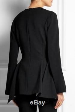 New STELLA McCARTNEY Black Stretch-Wool Long Sleeve Peplum Top I38