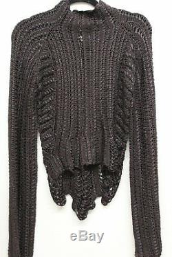 New! SportMax Wool Blend Long Sleeve Knit Crochet Top in Dark Purple Size Large