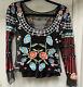 New Temperley London Floral Embroidered Mesh Netted Top & Black Silk Cami Uk 8