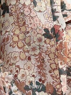 New Ulla Johnson Adela Blouse Size 2 Silk Floral Metallic Long Sleeve Top