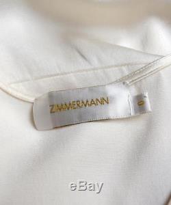 New ZIMMERMANN Lavish Pearl Satin Crepe Long Sleeve Asymmetric Top 0 $450