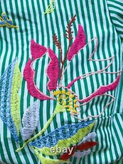 New anthropologie Maeve striped top Embroidered Blouse SIZE S