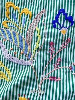 New anthropologie Maeve striped top Embroidered Blouse SIZE S