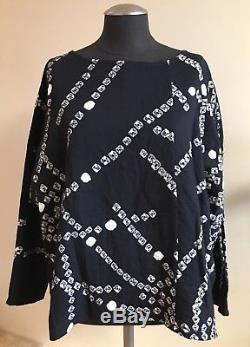 New without Tags BABETTE Long Sleeve 100% Cotton Black Blouse Top, One Size