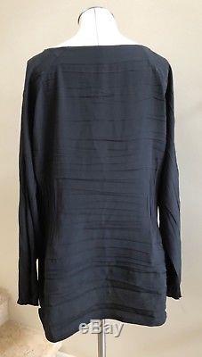 New without Tags BABETTE Long Sleeve Pleated Top in Black, Size Large