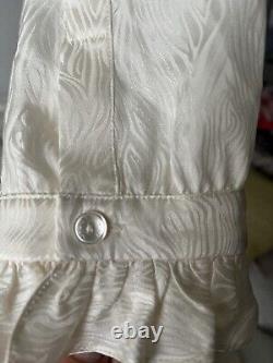 Nili Lotan Esther Ivory Jacquard 100%Silk Blouse Long Sleeve Top L $595