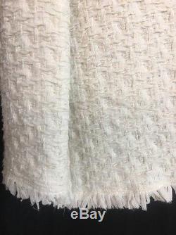 Nina Ricci Woven Ivory Top Frayed Edges Long Sleeve High Neck Wool Blend Size 38